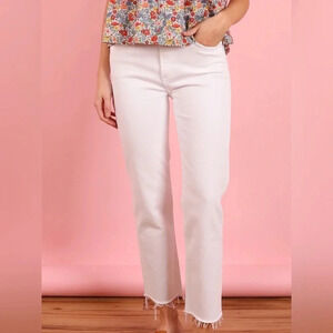 CITIZENS OF HUMANITY Daphne Cropped jeans white denim lucent raw hem high rise